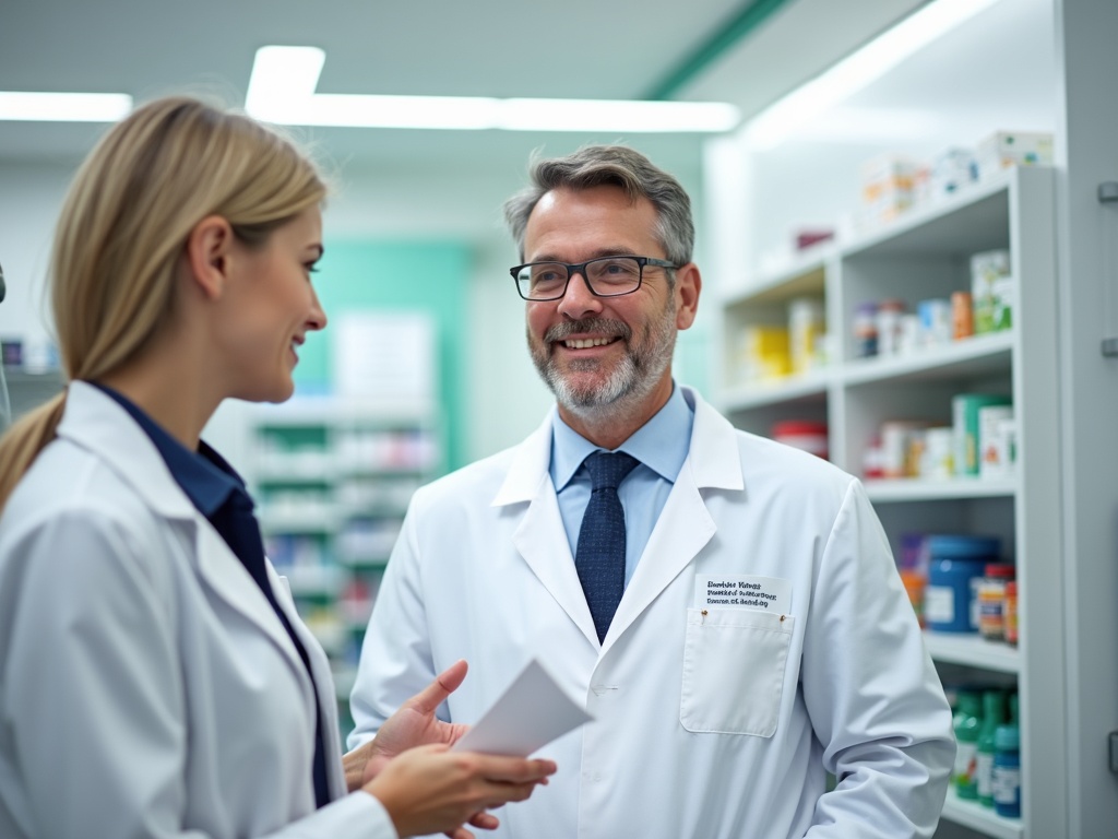 Farmacéuticos de Farmacia Ocete atendiendo a un cliente